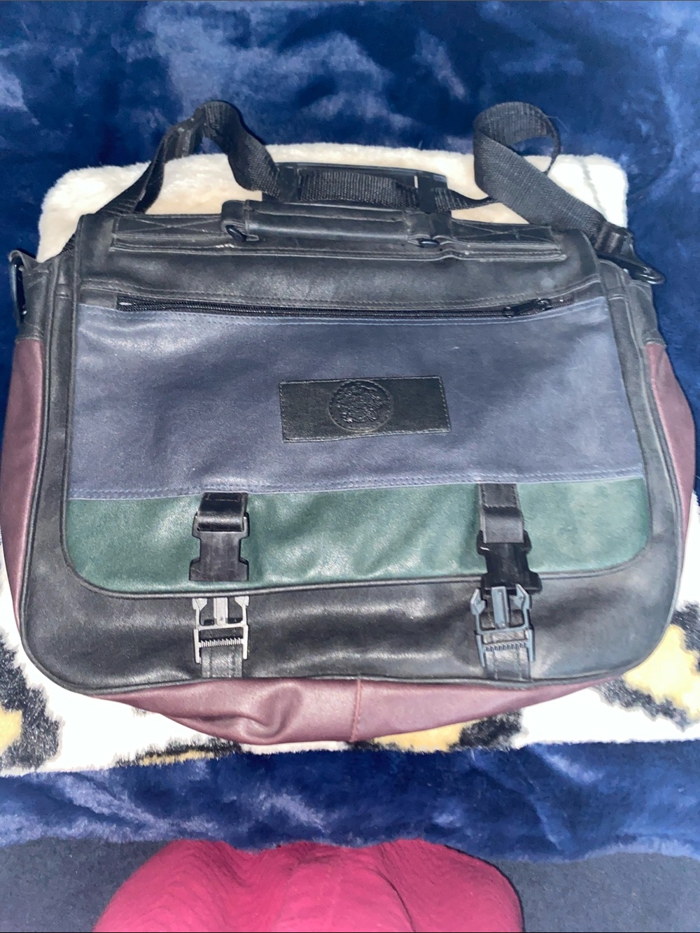 Black and Dark Green Men's Messenger Bag - Durable Canvas Shoulder Bag